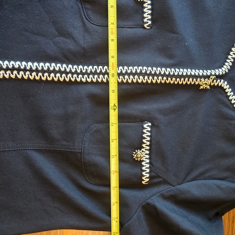St John Sport Marie Gray Black White Ric Rac Trim Zip Front Jacket Large READ - Picture 12 of 16